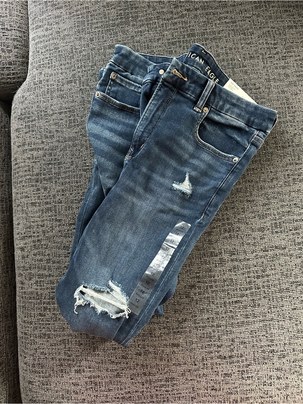 American Eagle Outfitters Skinny Distressed Dark Blue Jeans